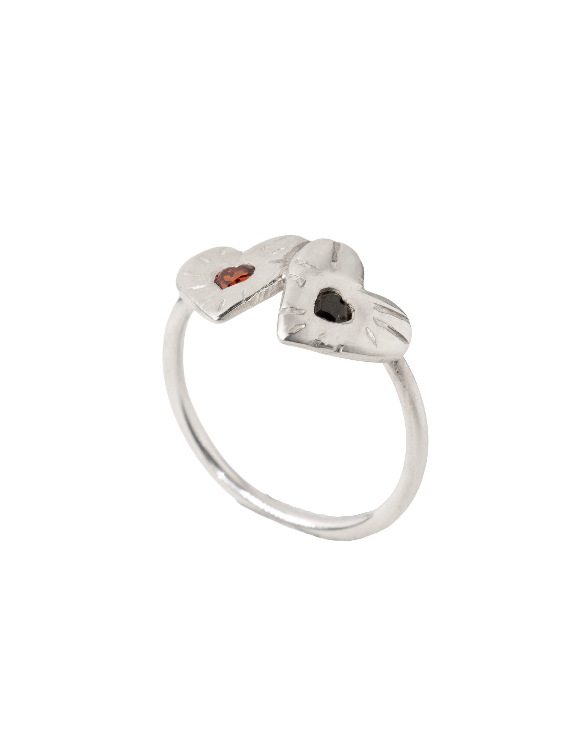 Double Rays Heart of Hearts Ring - Solid Sterling Silver