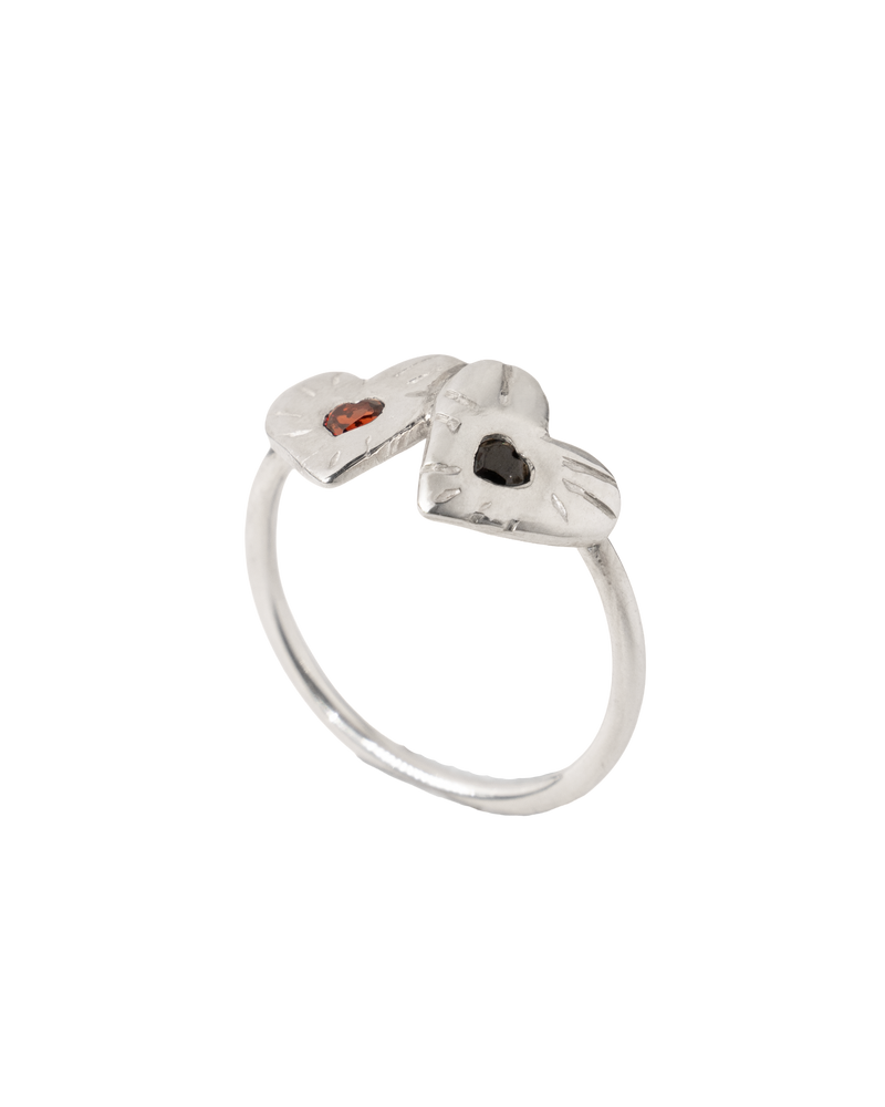 Double Rays Heart of Hearts Ring - Solid Sterling Silver