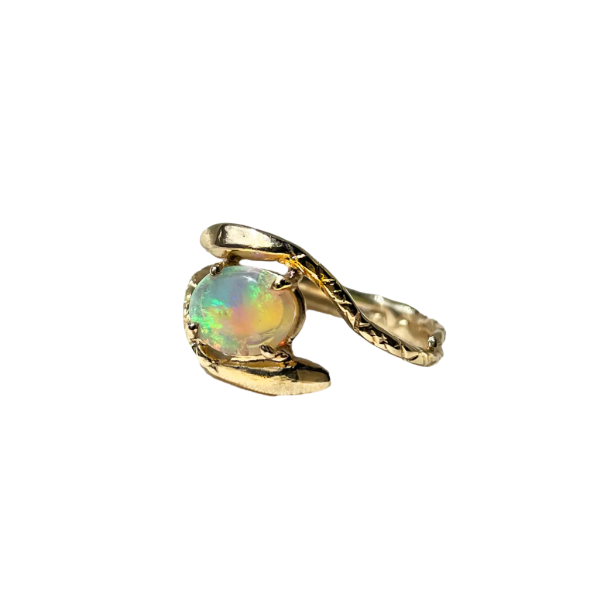 Double Snake Opal Ring - Solid 9K Gold