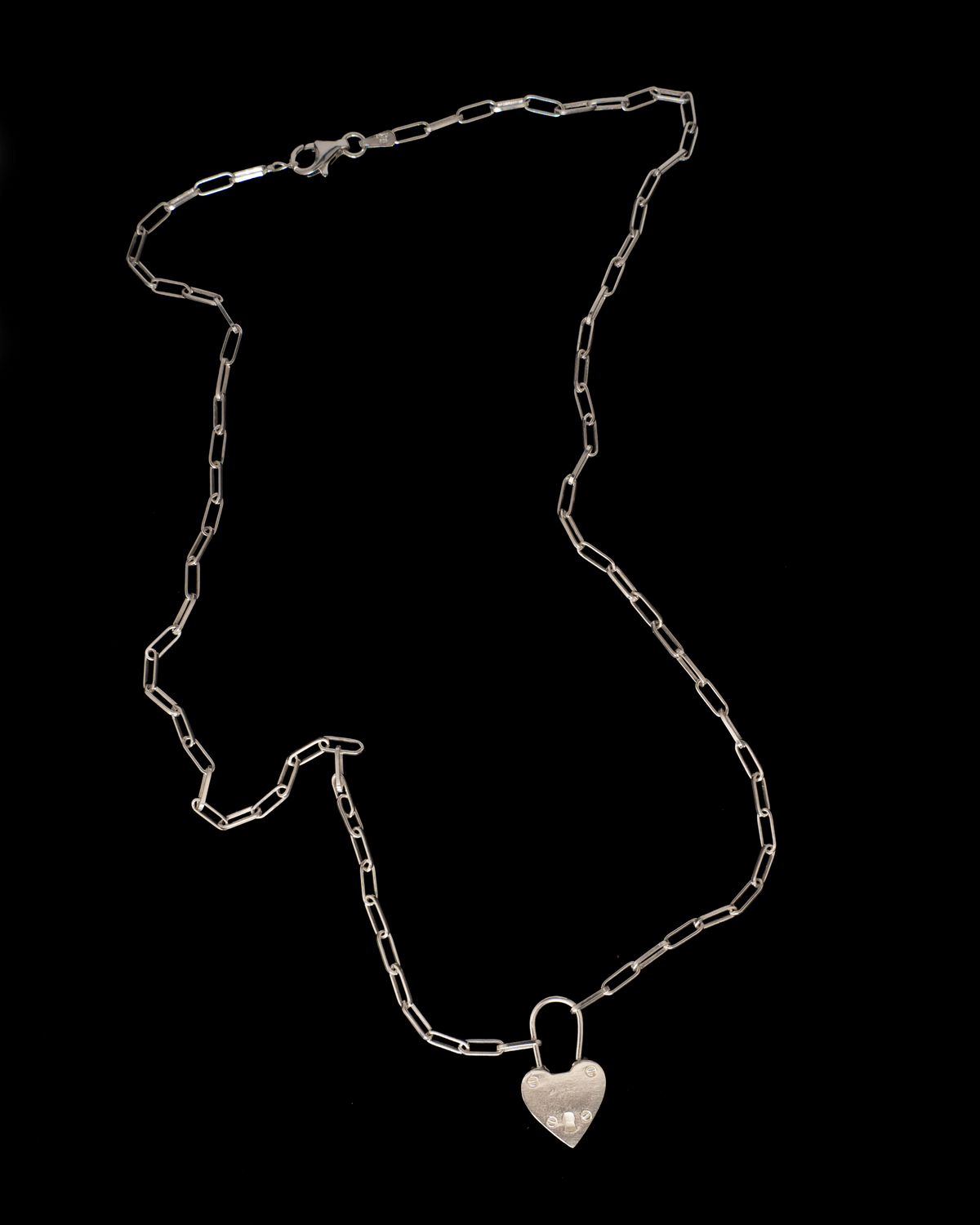 Original Heart Padlock Necklace in sterling silver, view 4 of 6