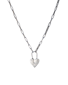 Original Heart Padlock Necklace in sterling silver, view 3 of 6