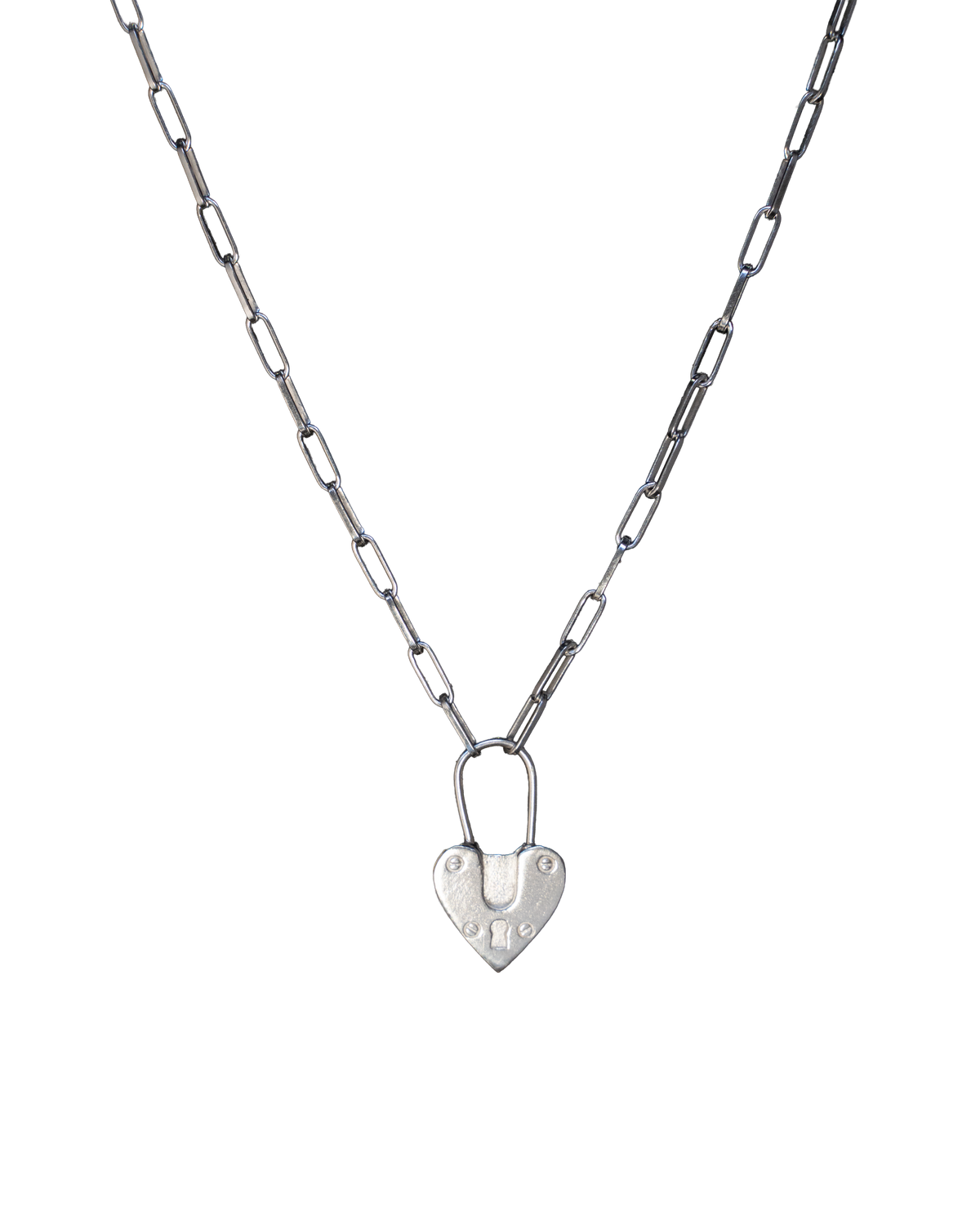 Original Heart Padlock Necklace in sterling silver, view 3 of 6
