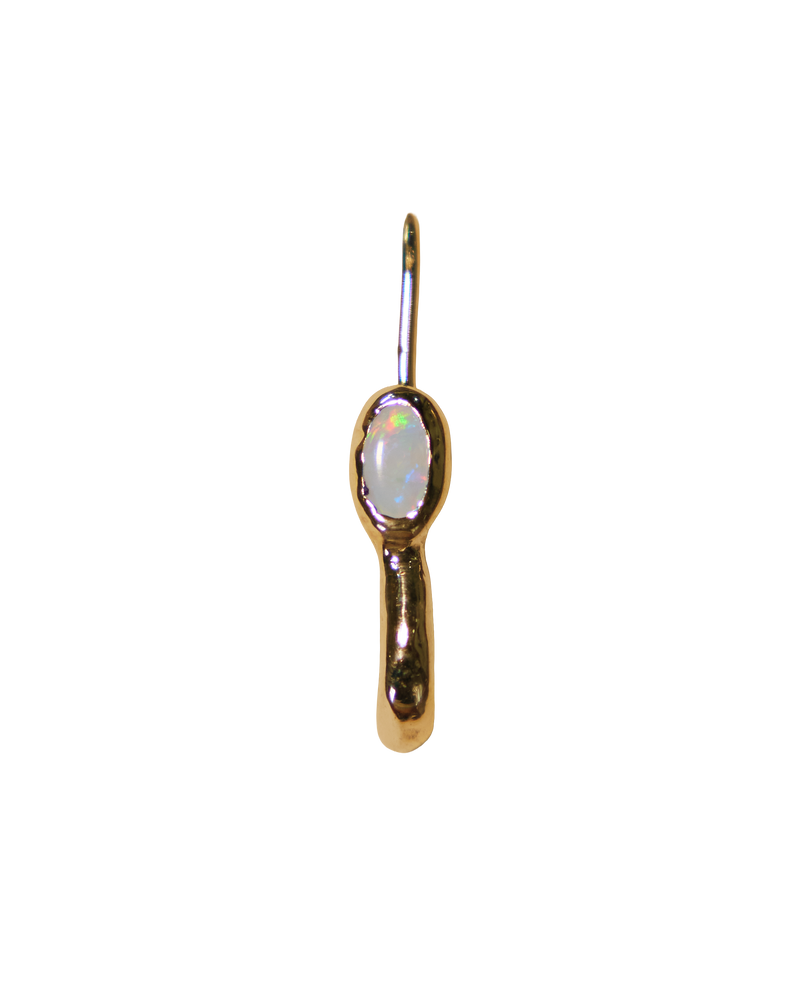 Opal Eye Safety Pin Earring - 9k Solid Yellow Gold