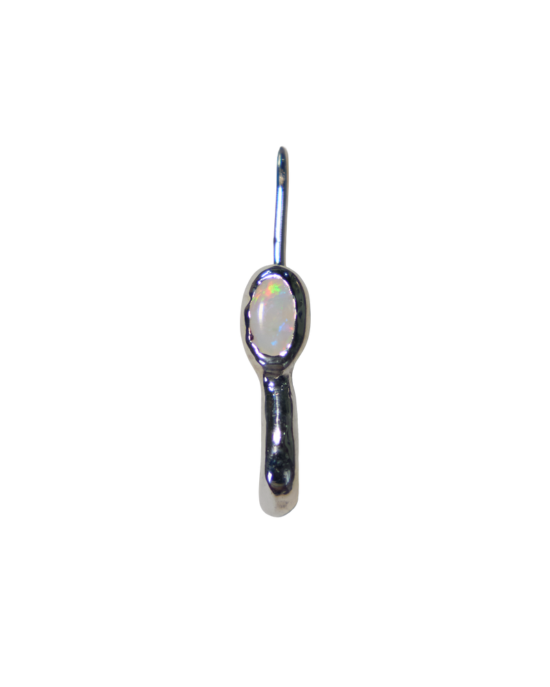 Opal Eye Safety Pin Earring - Sterling Silver