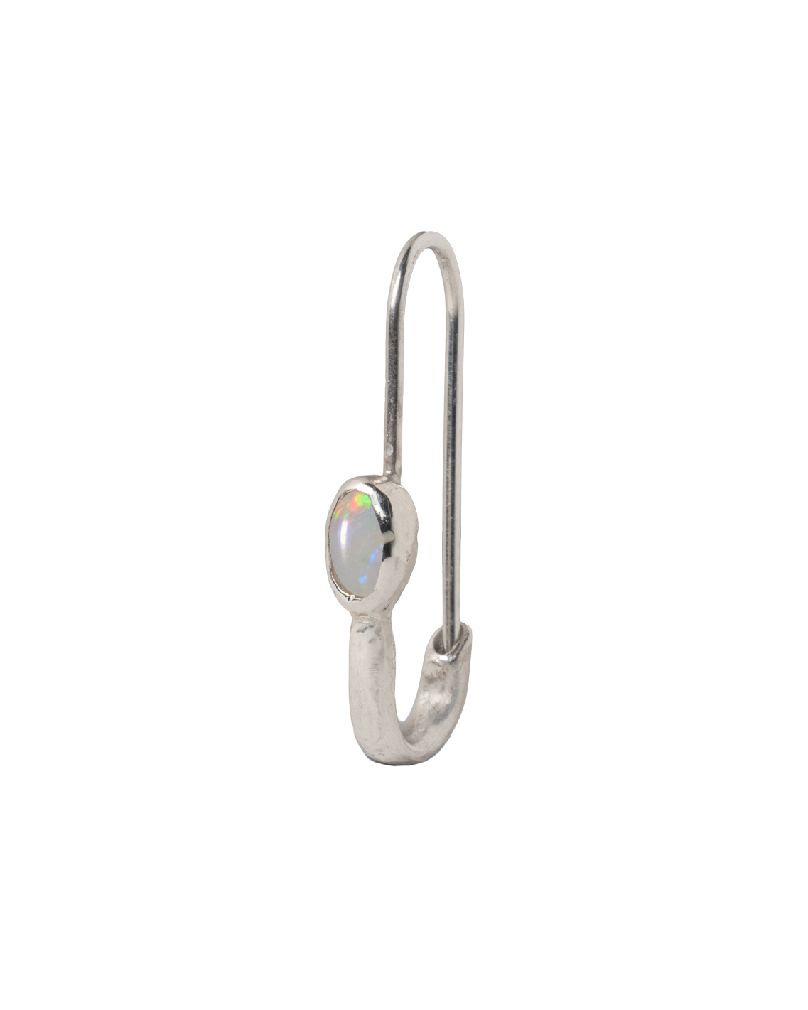 Opal Eye Safety Pin Earring - Sterling Silver