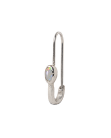 Opal Eye Safety Pin Earring - Sterling Silver