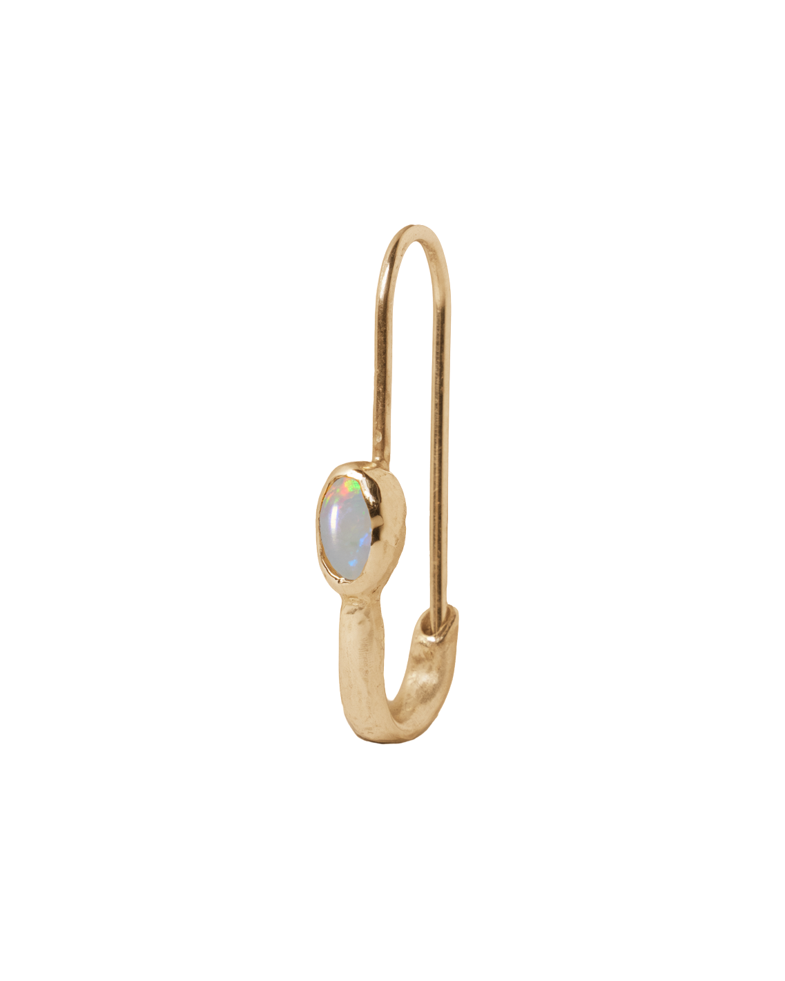 Opal Eye Safety Pin Earring - 9k Solid Yellow Gold