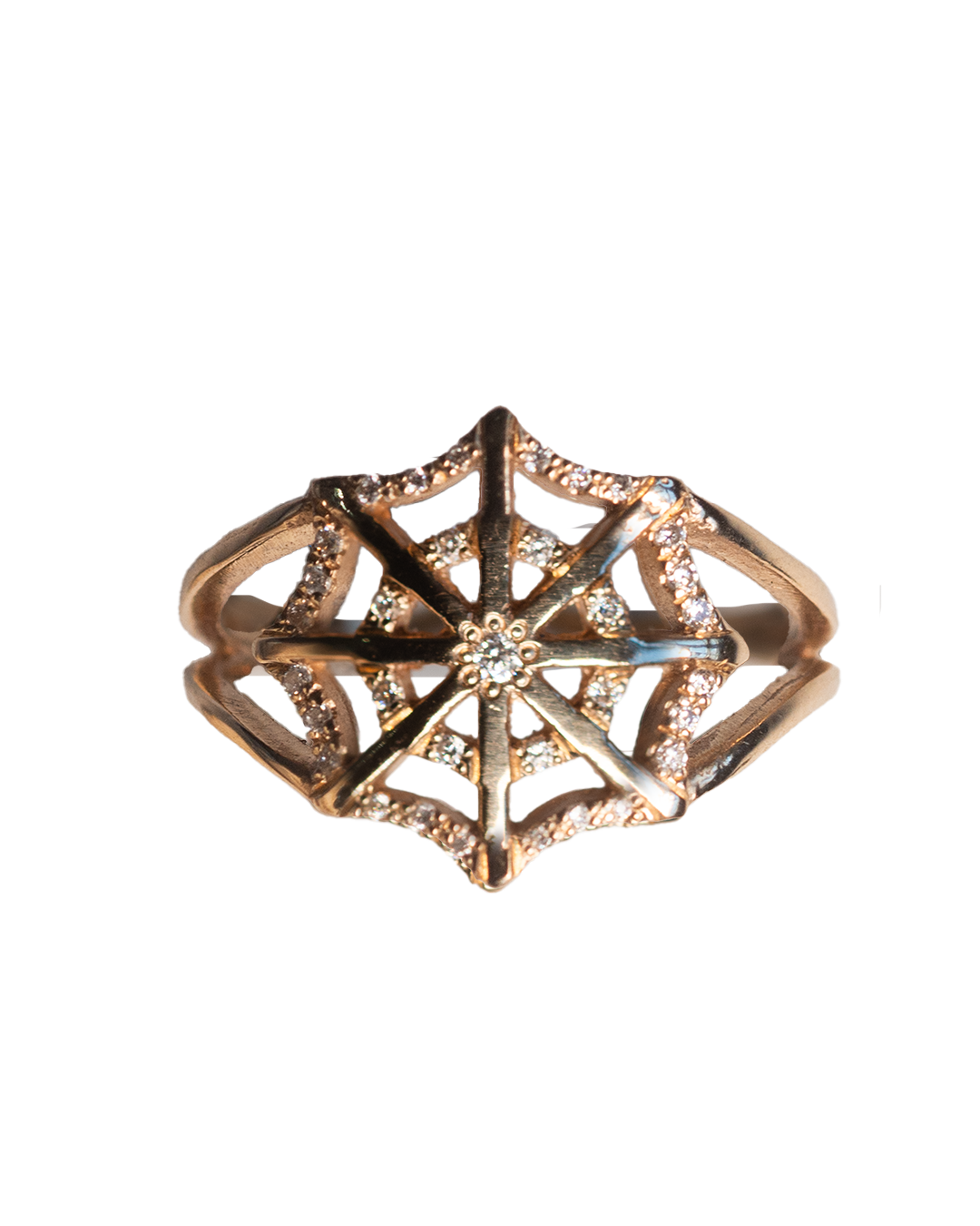 Pavé Diamond Spiderweb Ring - 9K Solid Gold