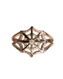 Pavé Diamond Spiderweb Ring - 9K Solid Gold