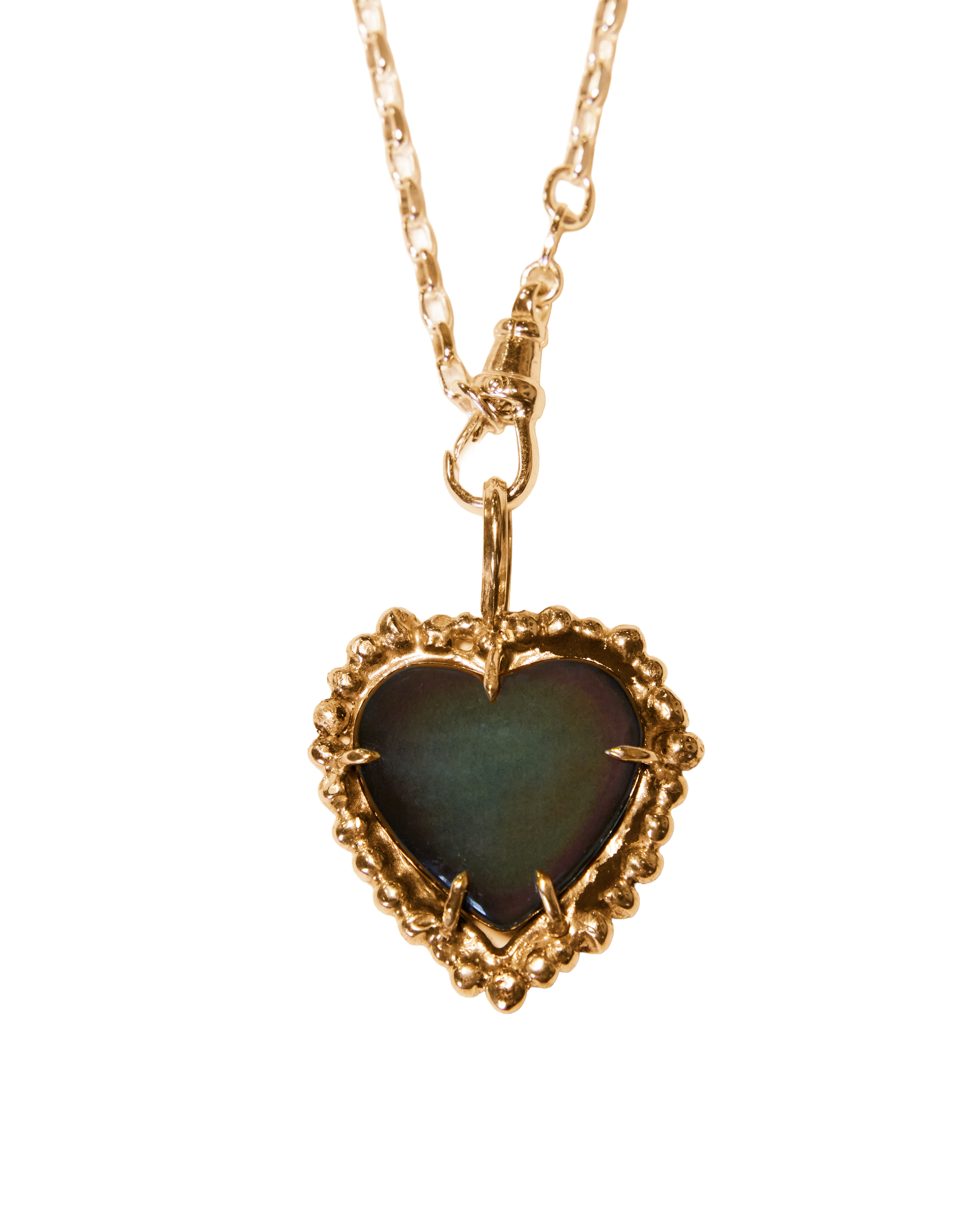 Black Rainbow Heart Necklace - Solid 9k Gold