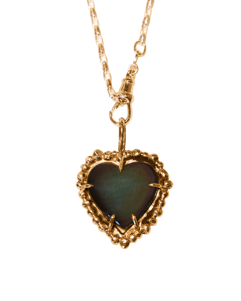Black Rainbow Heart Necklace - Solid 9k Gold