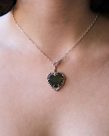 Black Rainbow Heart Necklace - Solid 9k Gold