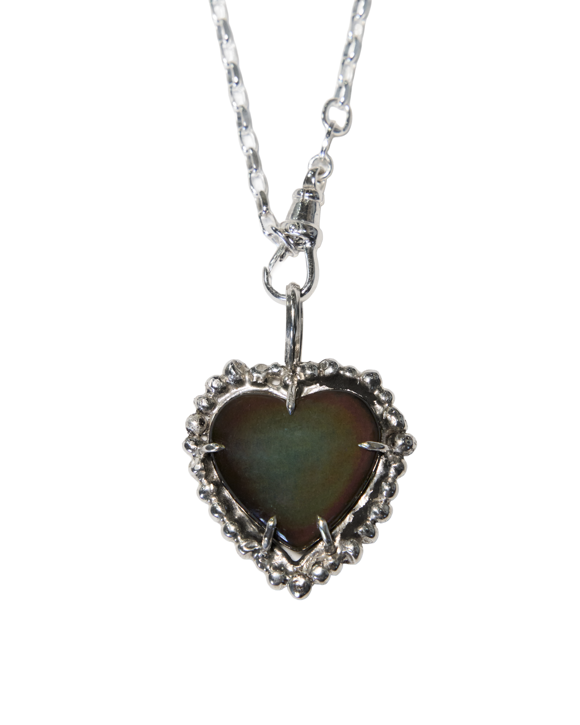 Black Rainbow Heart Necklace - Sterling Silver
