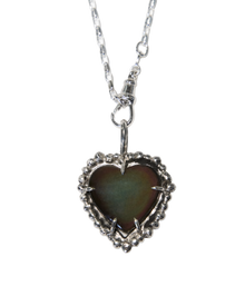 Black Rainbow Heart Necklace - Sterling Silver
