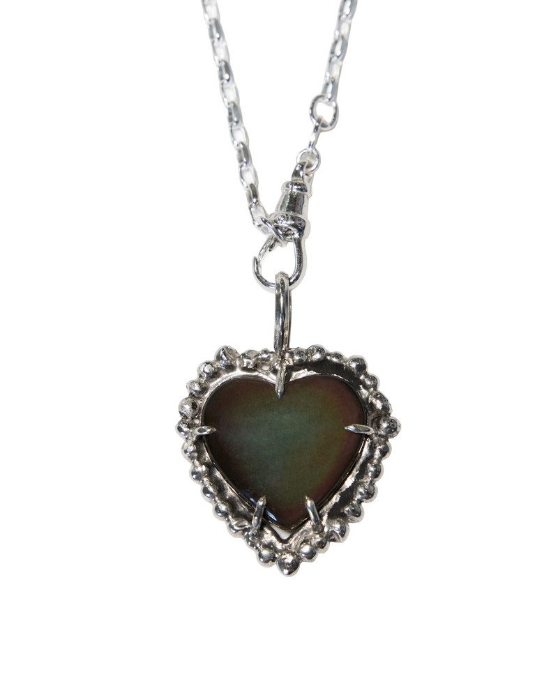Black Rainbow Heart Necklace - Sterling Silver