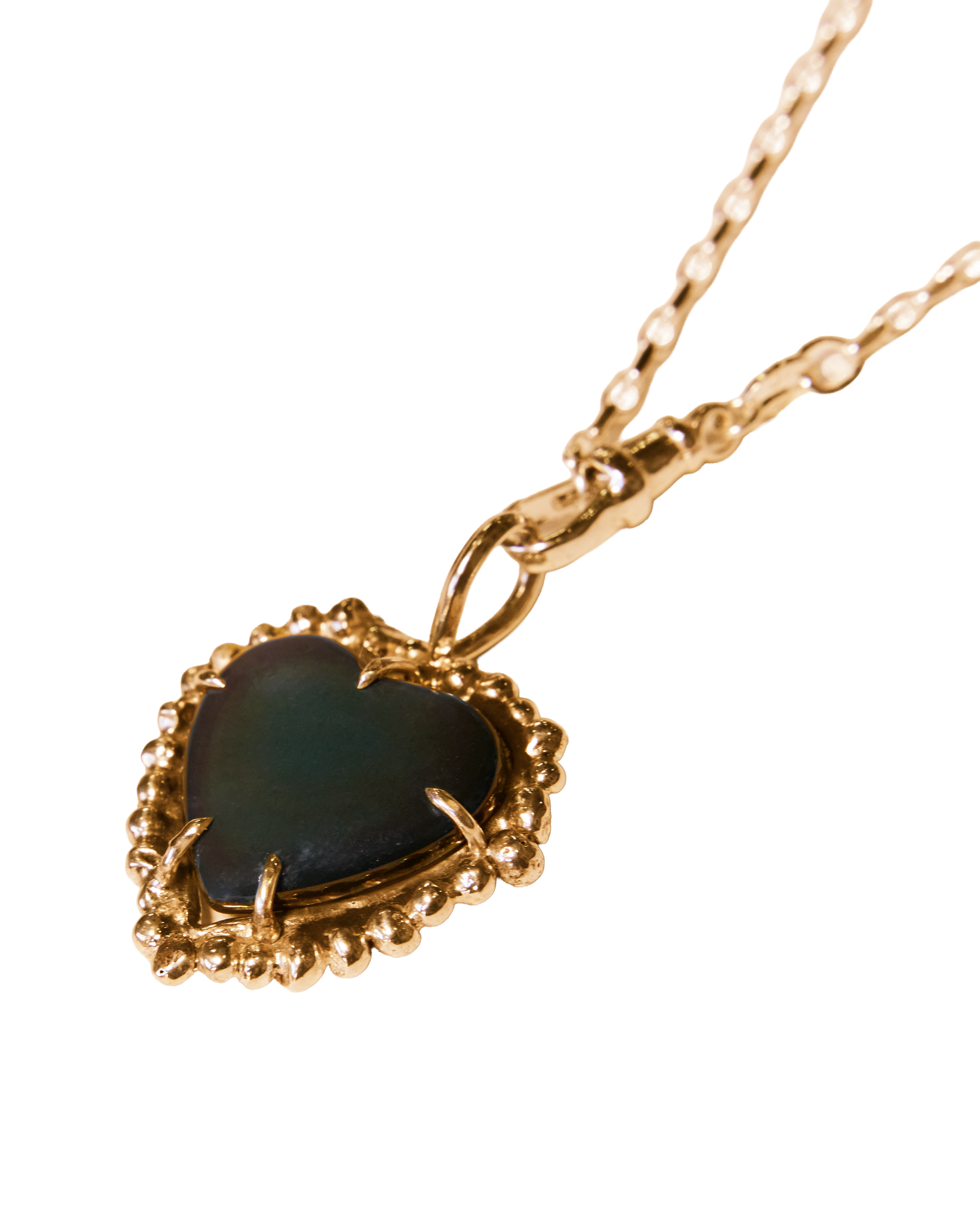 Black Rainbow Heart Necklace - Solid 9k Gold