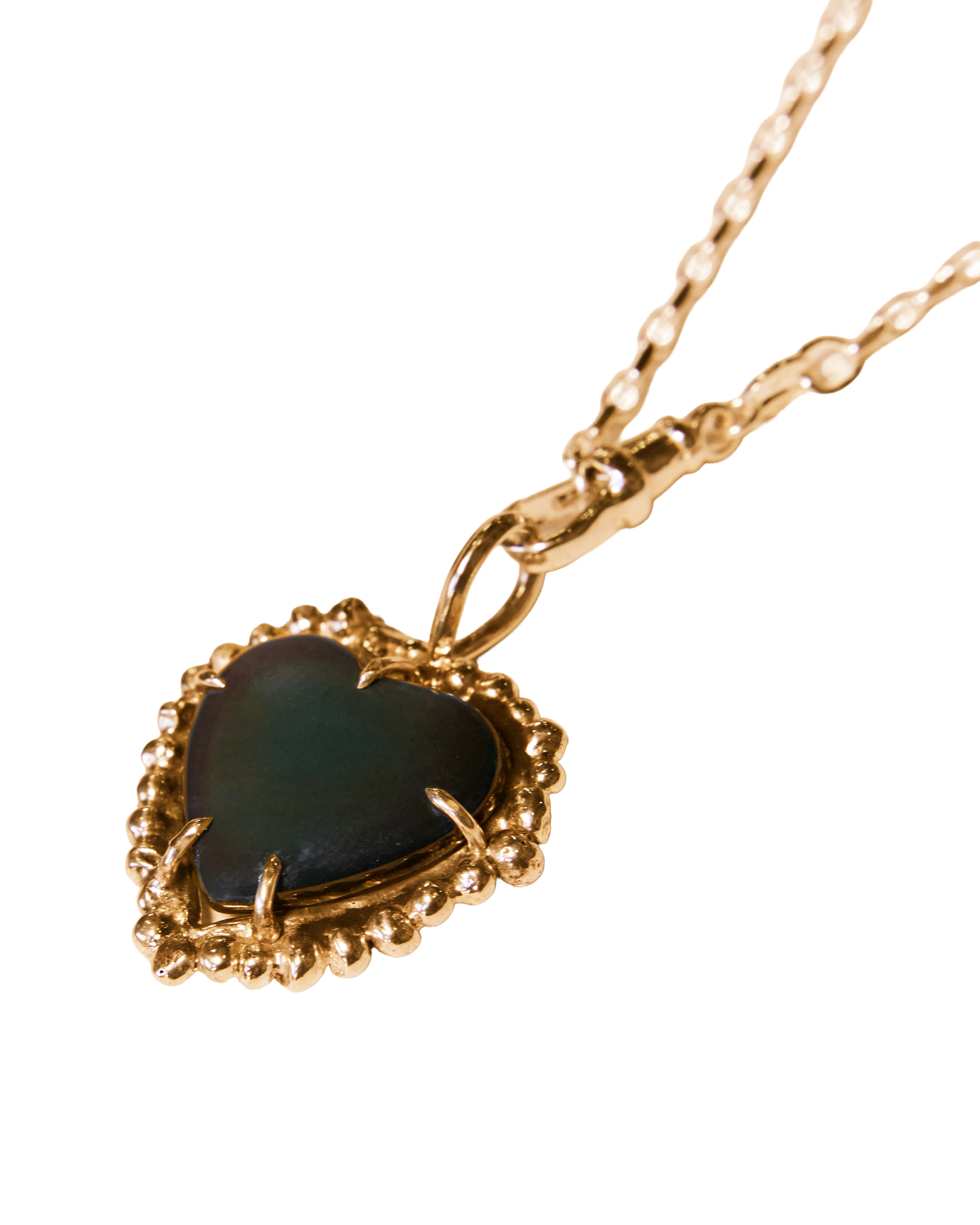 Black Rainbow Heart Necklace - Solid 9k Gold