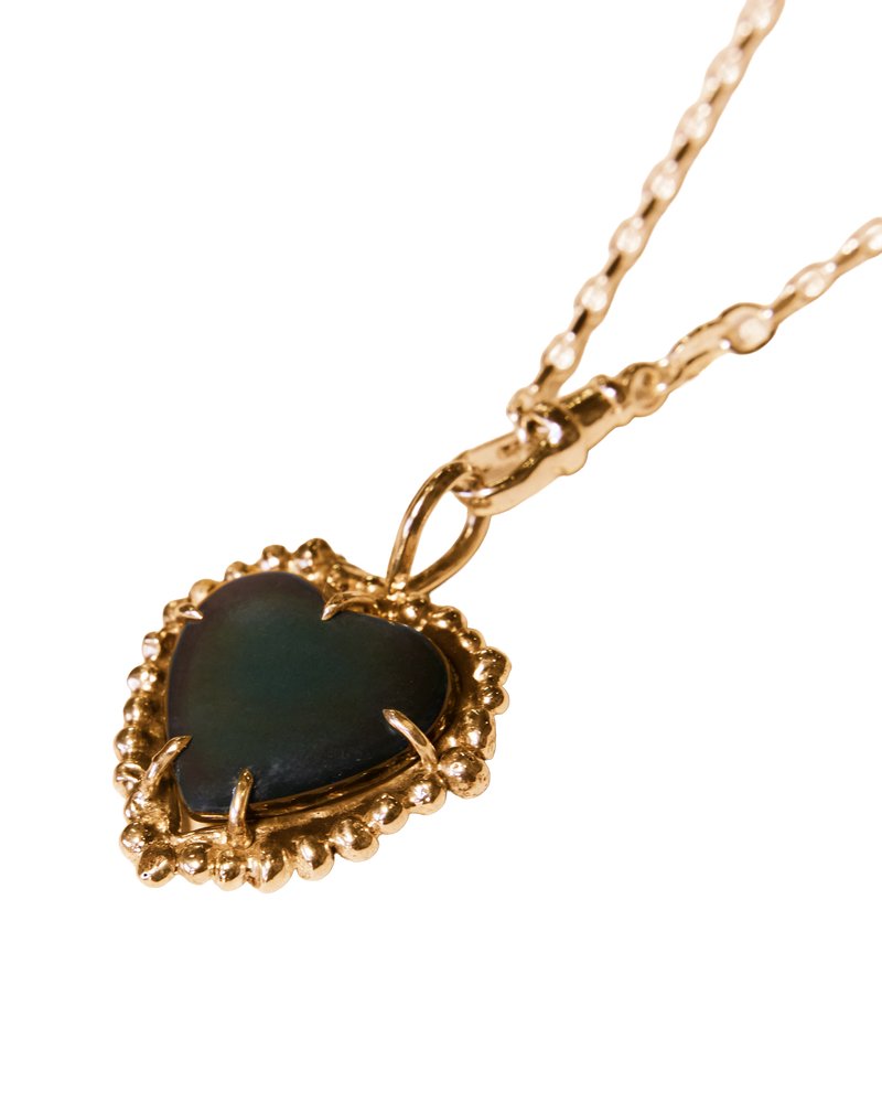 Black Rainbow Heart Necklace - Solid 9k Gold