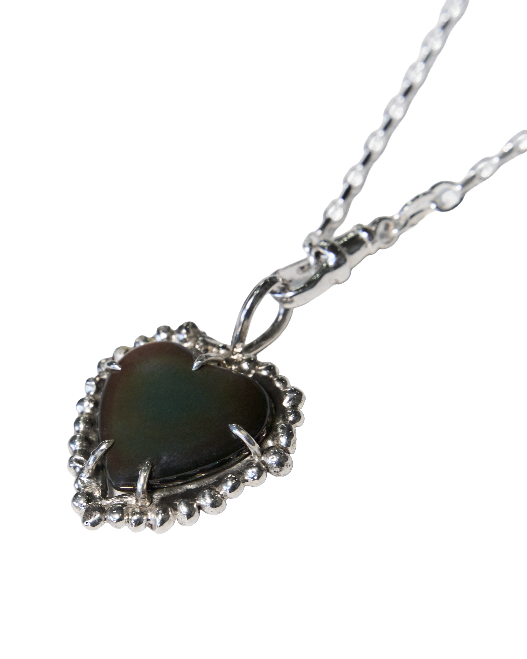 Black Rainbow Heart Necklace - Sterling Silver