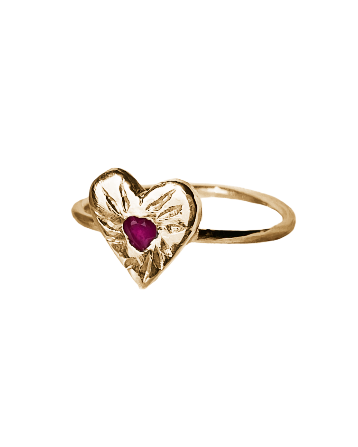 Ruby Rays Heart of Hearts Ring - Solid 9K Gold