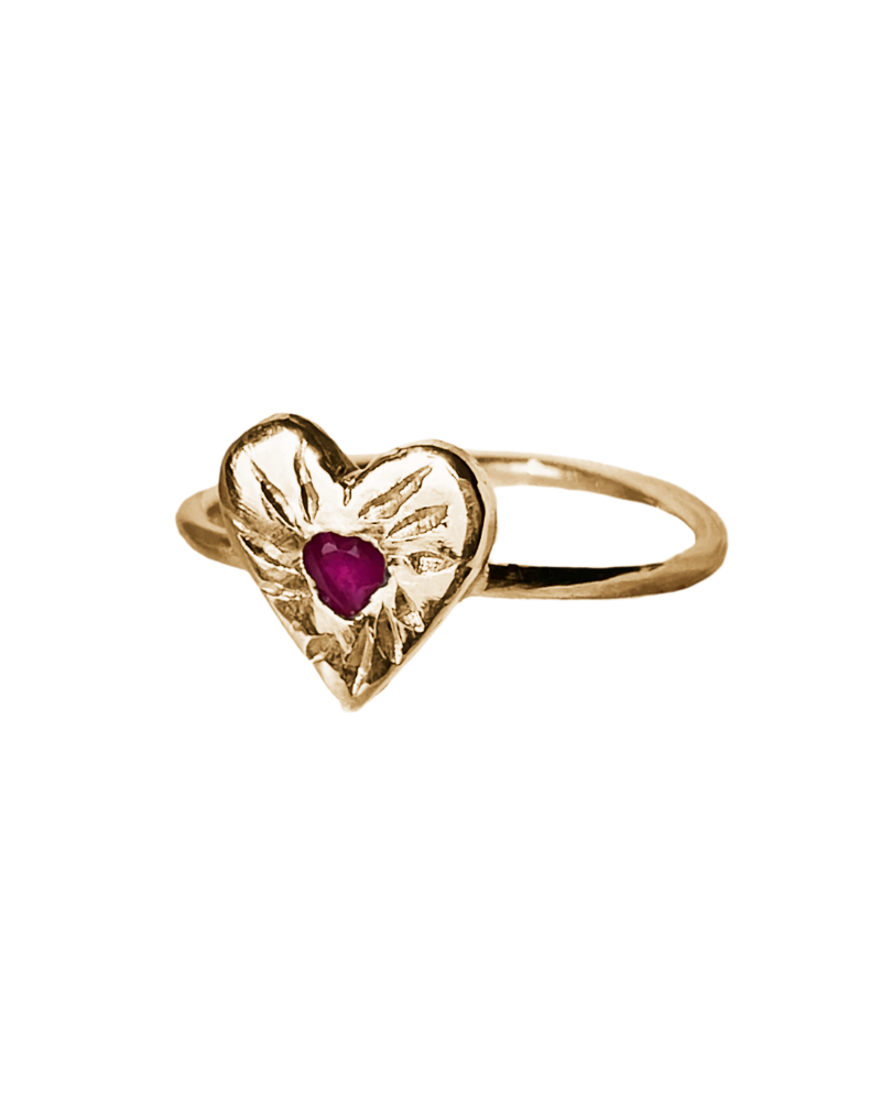 Ruby Rays Heart of Hearts Ring - Solid 9K Gold