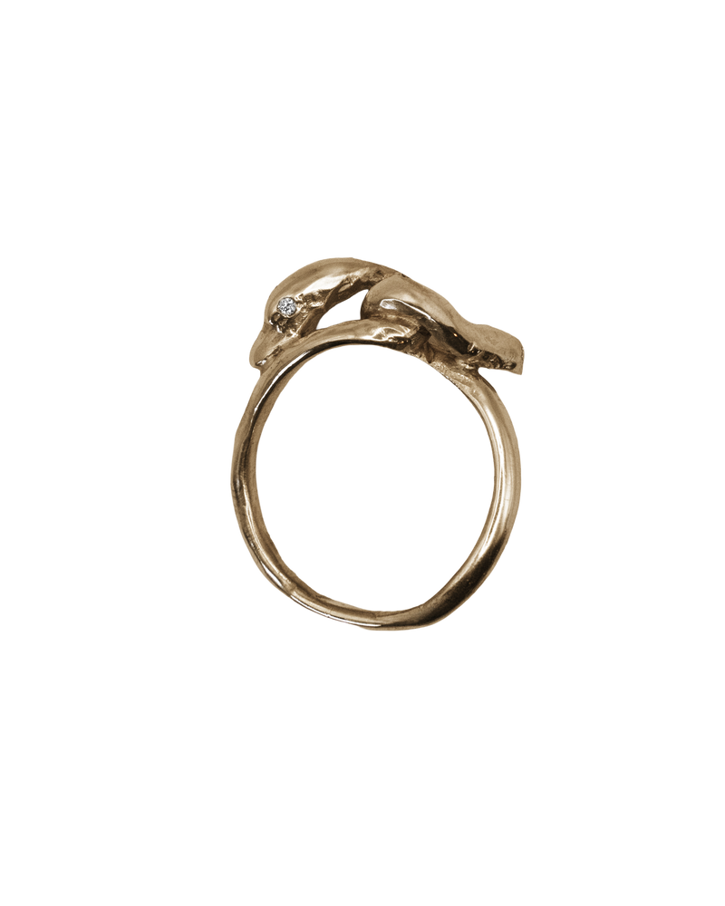 Serpent & the Swan Love Knot Ring - 9K Solid Gold