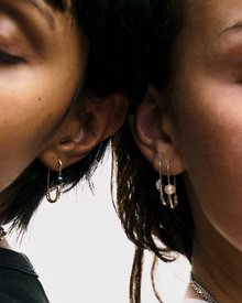 Black Pearl Safety Pin Earring - Sterling Silver