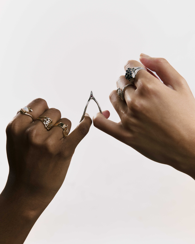 Birthstone Wishbone Necklace - Sterling Silver