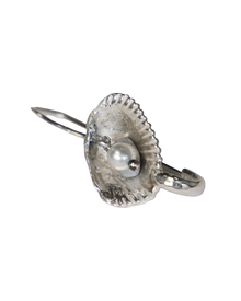 Seashell Pearl Safety Pin Earring - Sterling Silver