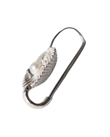 Seashell Pearl Safety Pin Earring - Sterling Silver