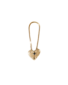 Original Heart Padlock with Black Diamond - Solid 9K Gold
