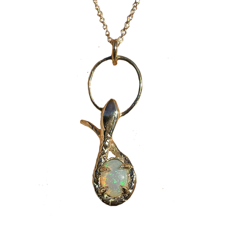 Serpent & the Opal Necklace - Solid 9K Gold