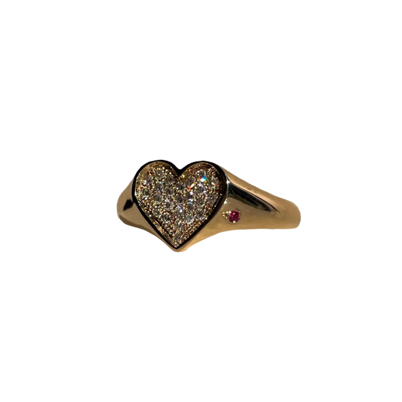 Pavé Diamond Bleeding Heart Ring - 9K Solid Gold