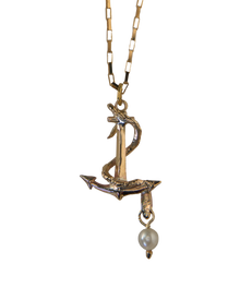 Serpent's Anchor Necklace - Solid 9K Gold