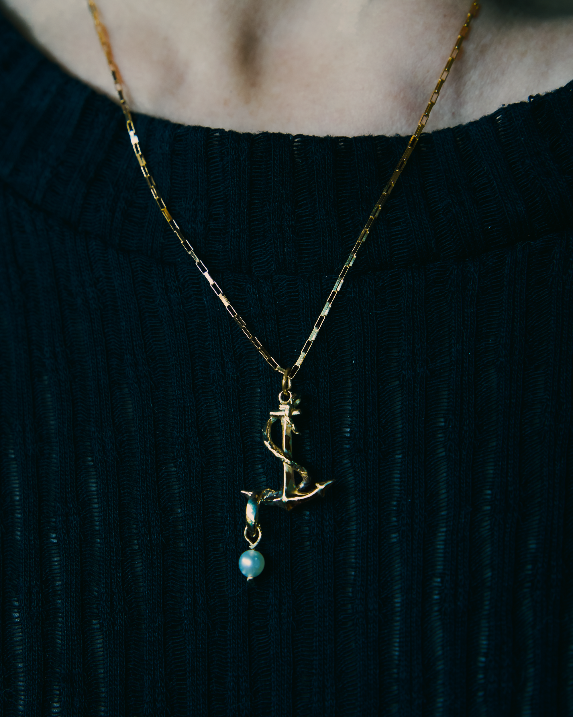 Serpent's Anchor Necklace - Solid 9K Gold