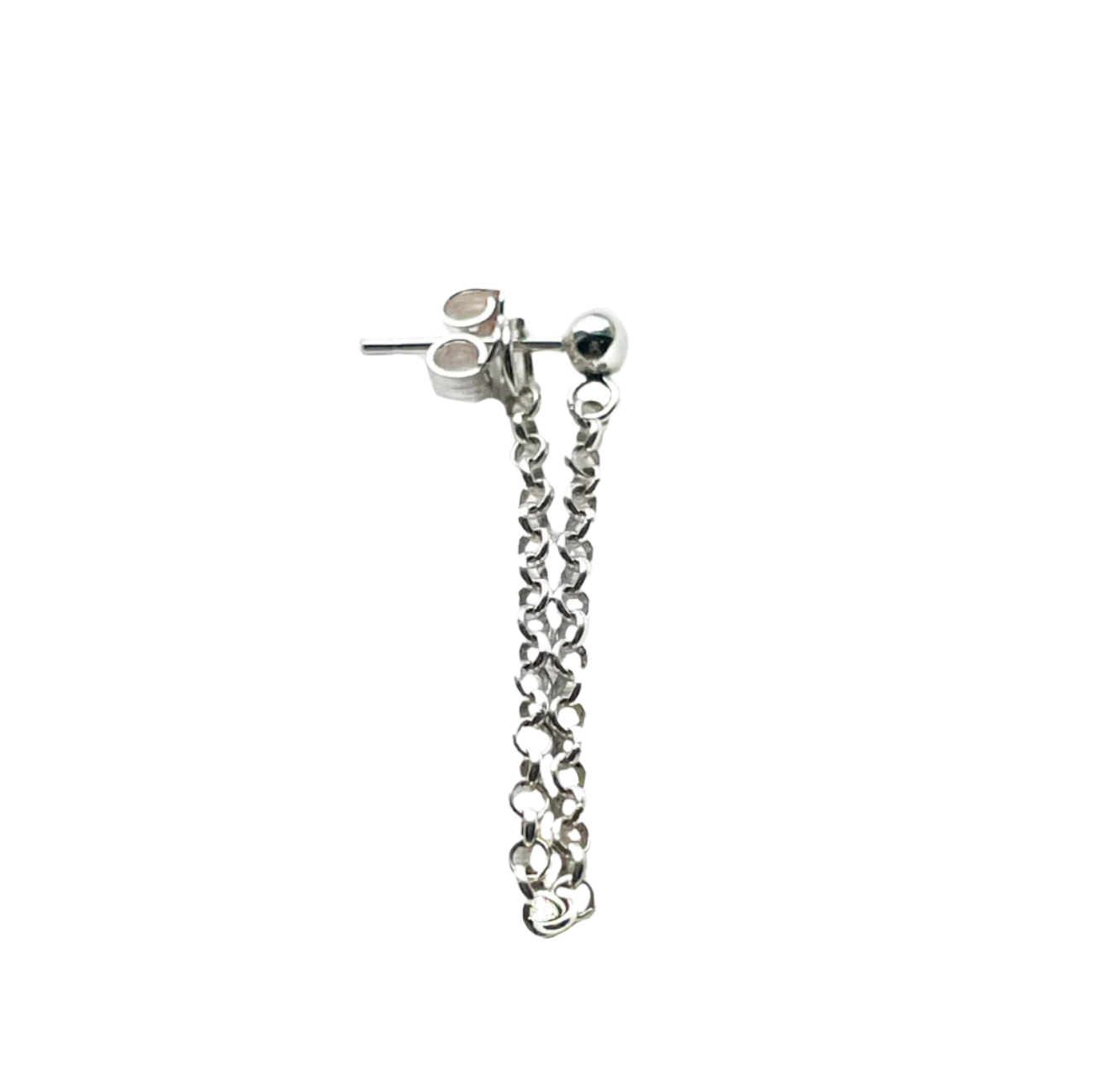 Ball and Chain Stud Earring - Sterling Silver