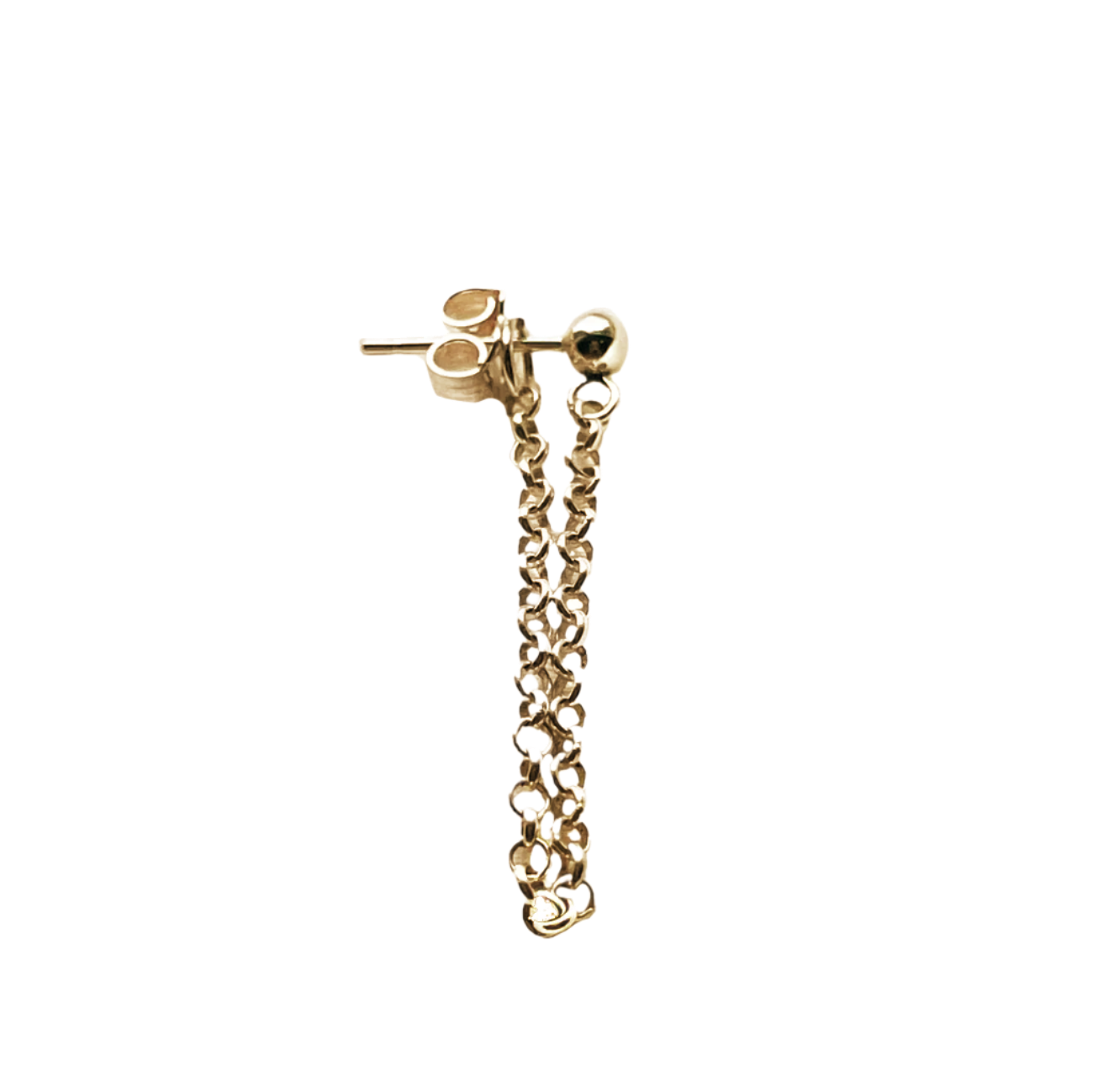 Ball and Chain Stud Earring - Solid 9k Gold