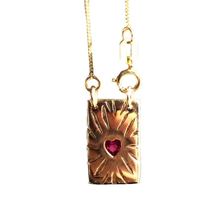 Ruby Rays Talisman Necklace - Solid 9K Gold