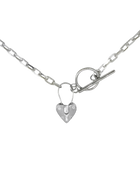 Heart Fob Padlock Necklace - Sterling Silver