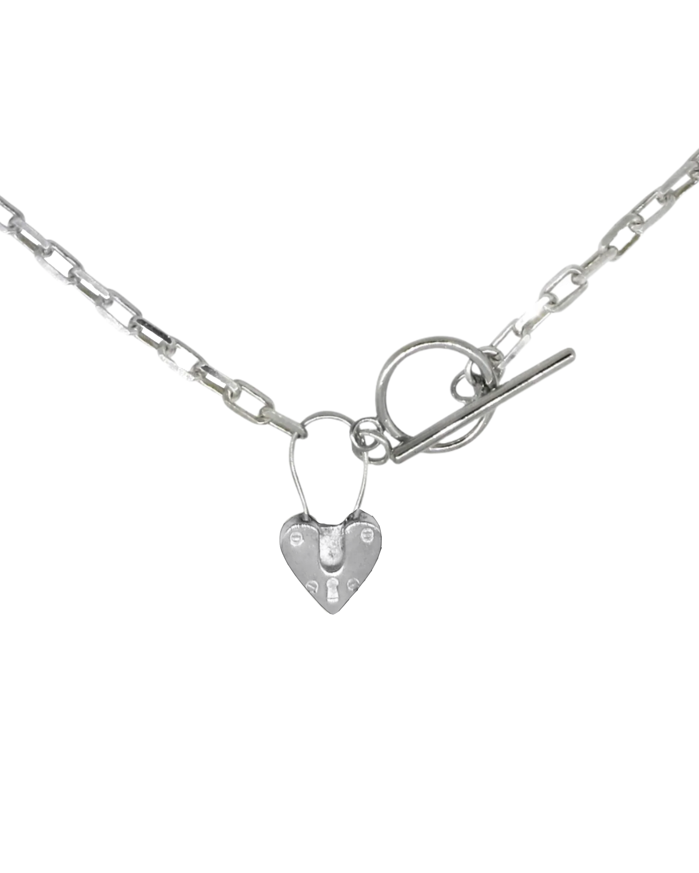 Heart Fob Padlock Necklace - Sterling Silver