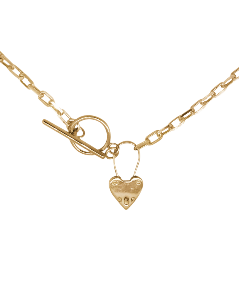 Heart Fob Padlock Necklace - Solid 9K Gold