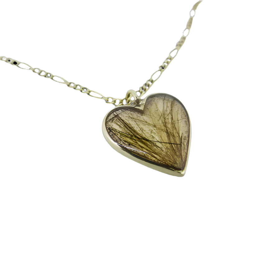 Lock of Hair Heart Necklace in solid 9ct gold