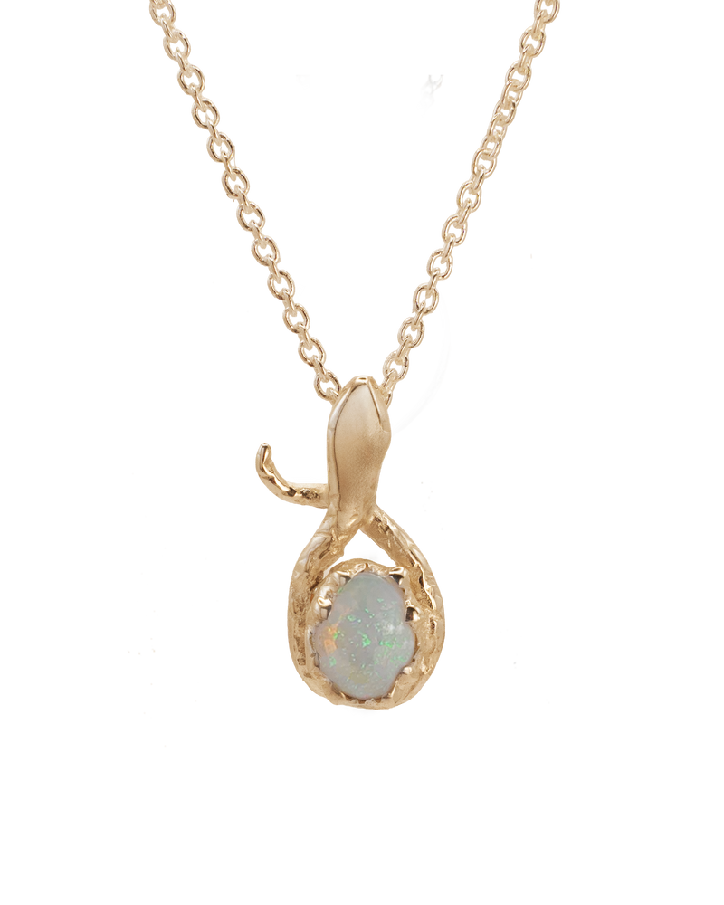 Serpent & the Opal Necklace - Solid 9K Gold