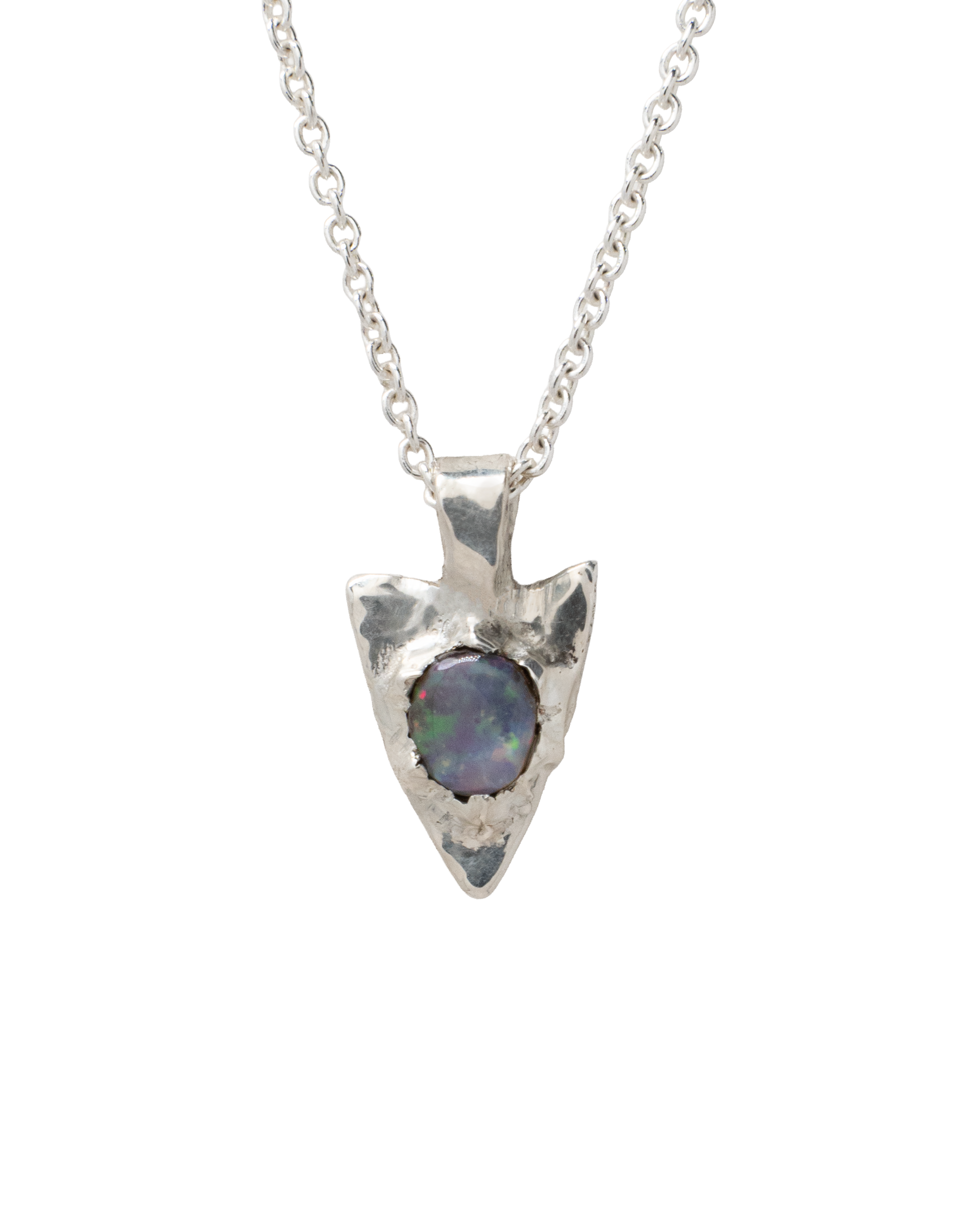 Opal Spade Pendant - Solid Sterling Silver