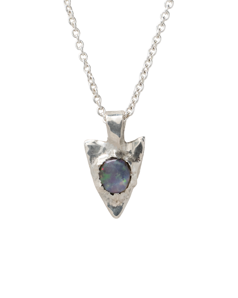 Opal Spade Pendant - Solid Sterling Silver