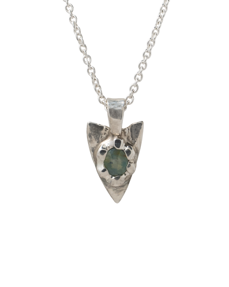 Pastel Sapphire Spade Pendant - Solid Sterling Silver