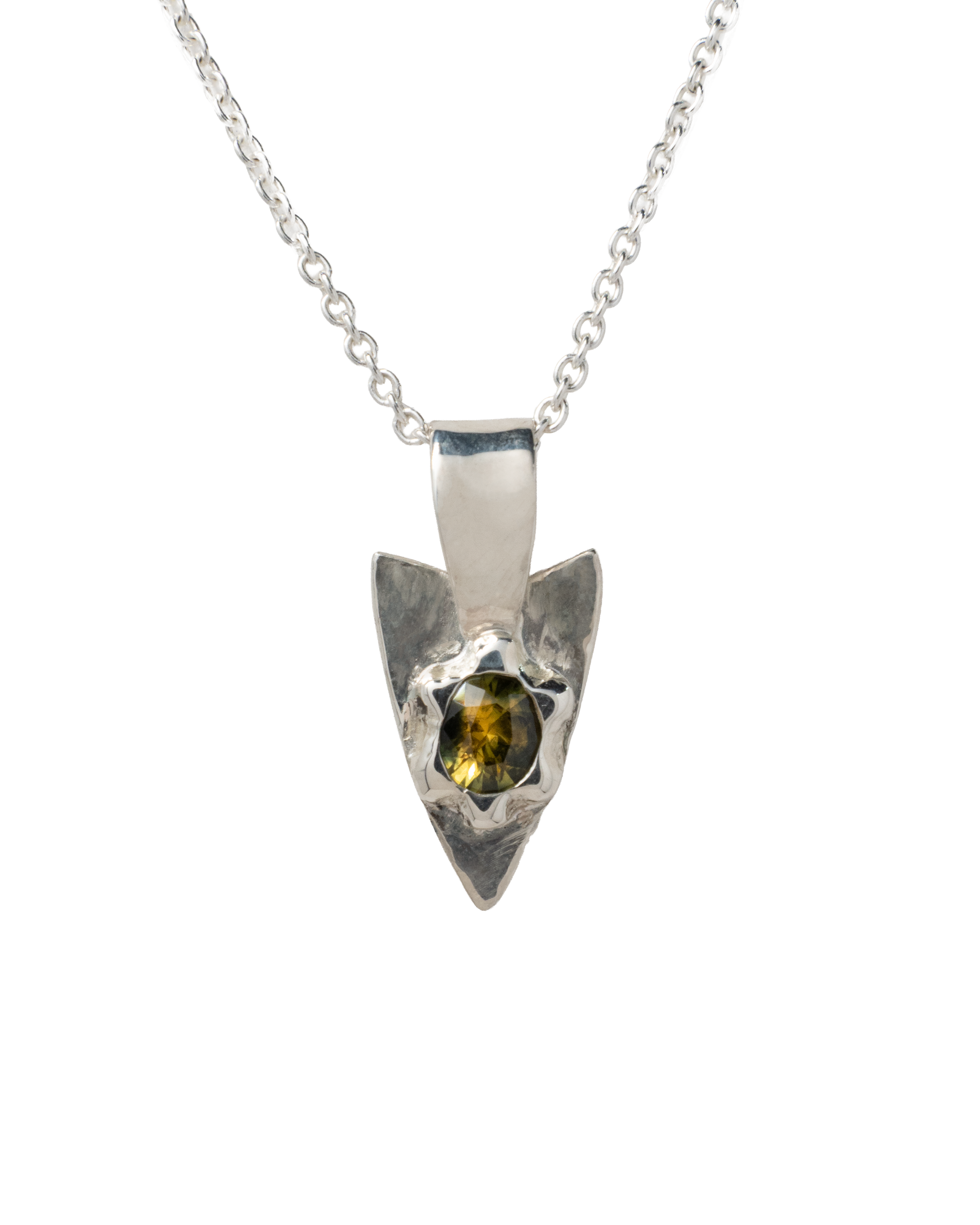 Parti Sapphire Spade Pendant - Solid Sterling Silver