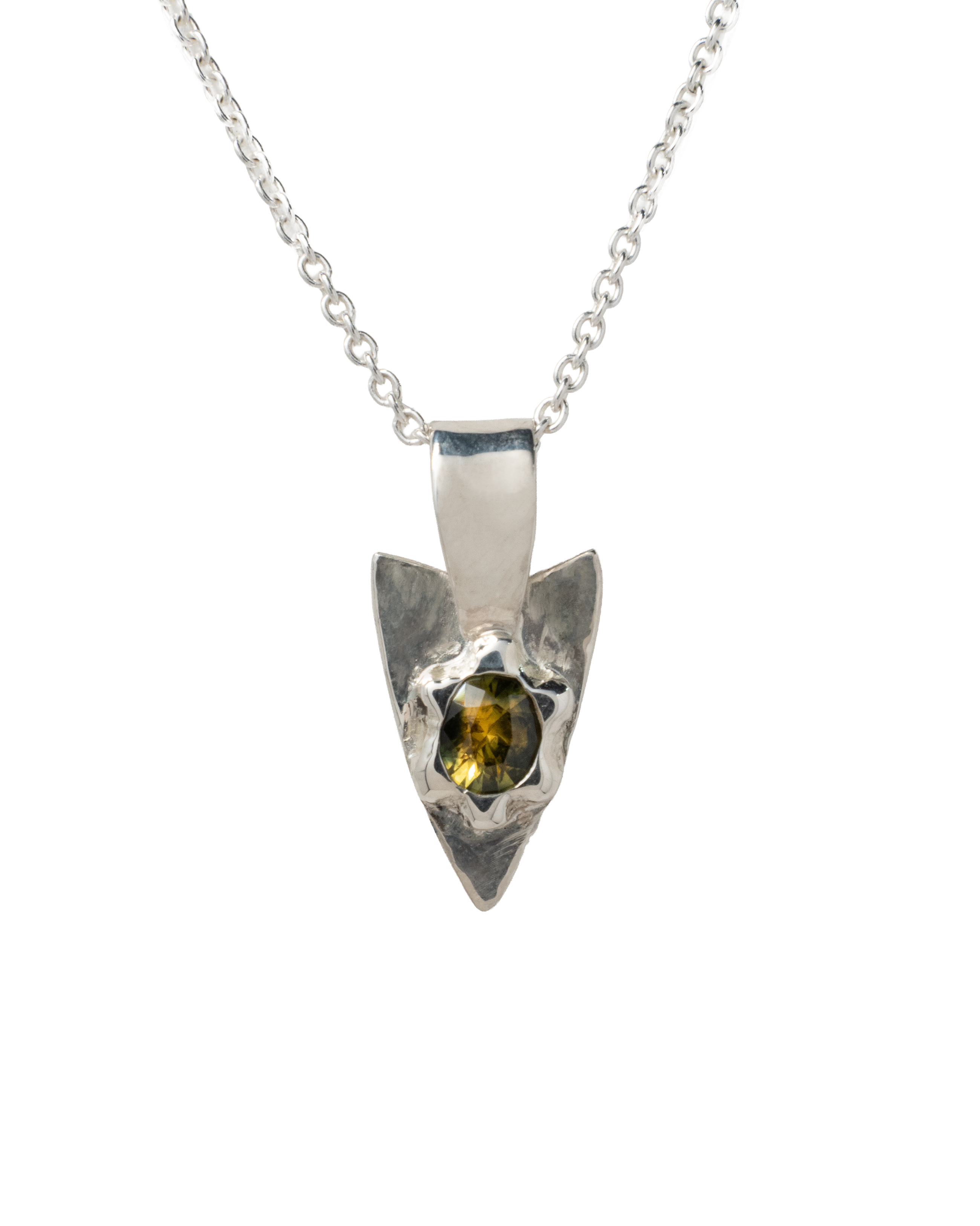 Parti Sapphire Spade Pendant - Solid Sterling Silver