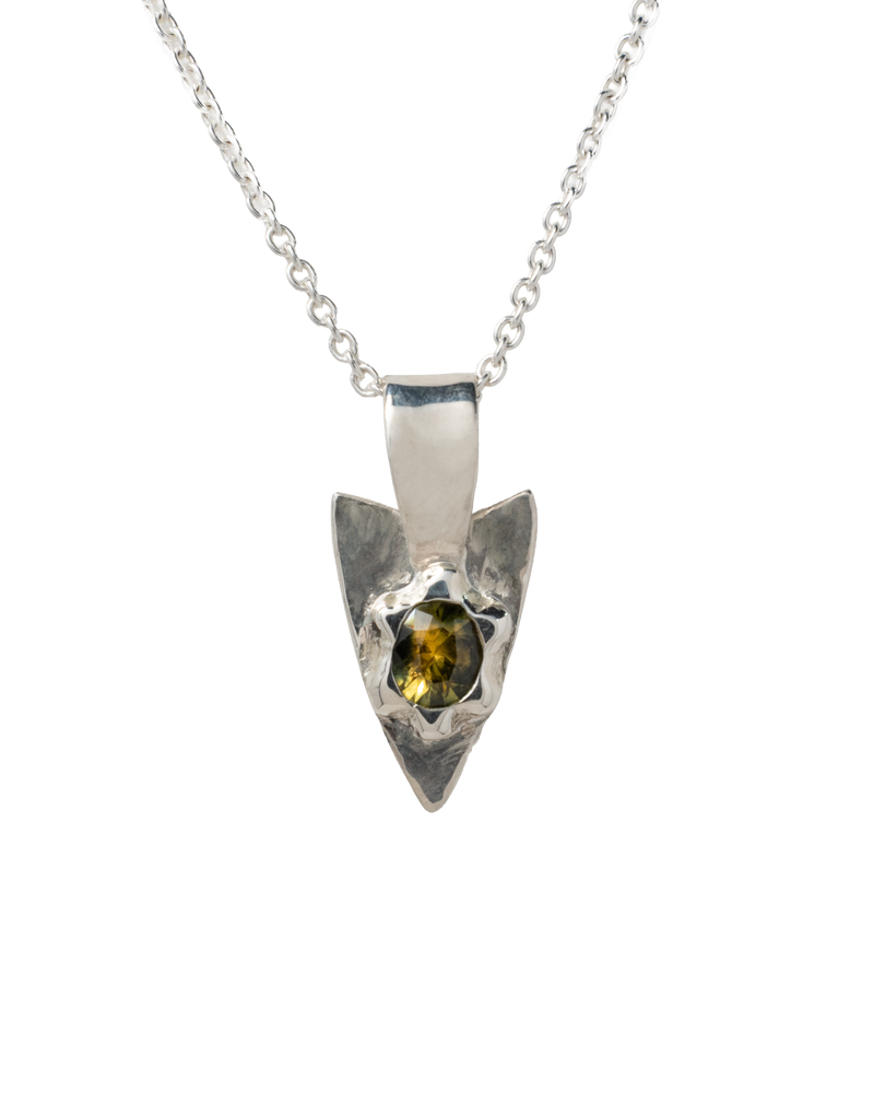 Parti Sapphire Spade Pendant - Solid Sterling Silver