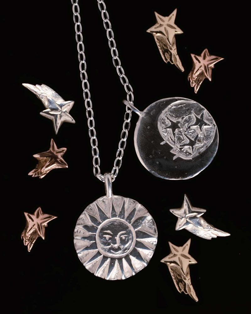 SunMoonSun Medallion Necklace - Sterling Silver